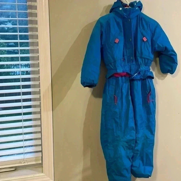 EUC Mobius Vintage 1990s Full Body Ski Suit- Youth Size 6 /8- Blue - Picture 1 of 6
